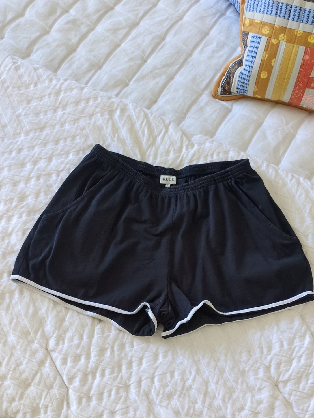 KULE Navy Athletic Lounge Shorts with White Trim, Small